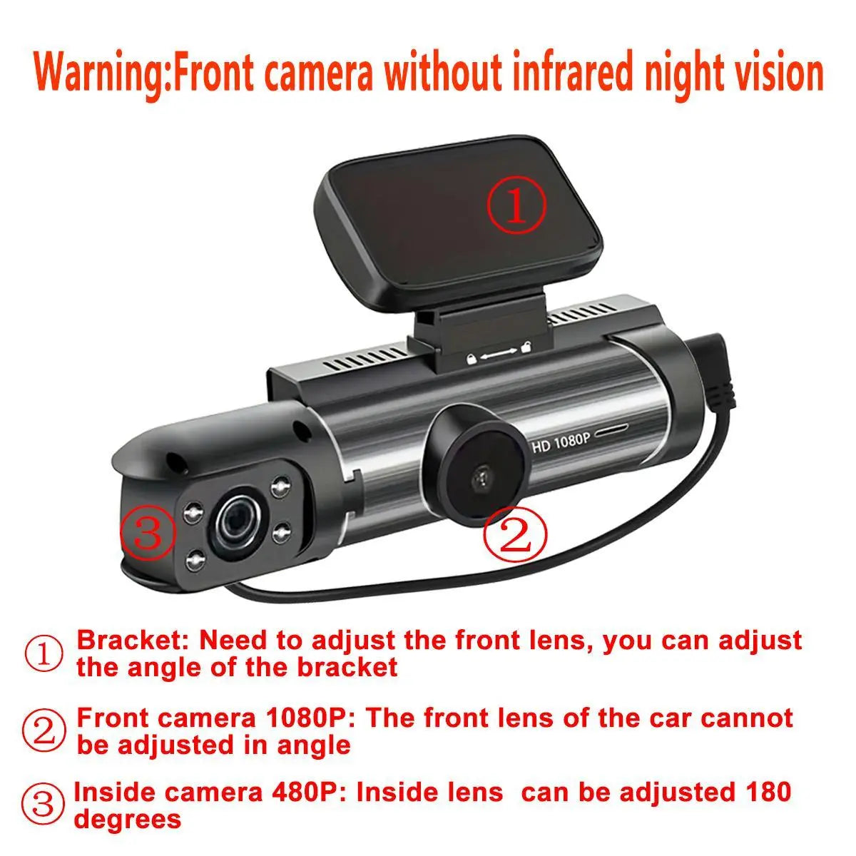 1080P Dual Recording Car DVR Camera with 32GB Card, Dashboard Cam with 3.16" Screen, HD Driving Recorder, Front inside Video Dashcam with Night Vision, Loop Recording, Automotive Accessories, Car Stuff, Front inside Dashcams, Car Interior Dashcam