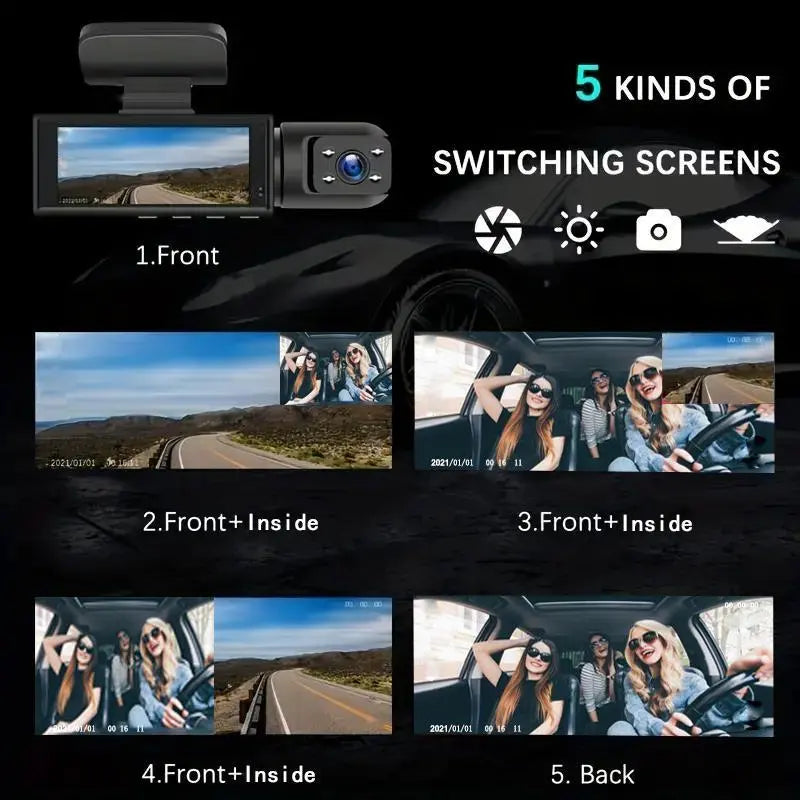 1080P Dual Recording Car DVR Camera with 32GB Card, Dashboard Cam with 3.16" Screen, HD Driving Recorder, Front inside Video Dashcam with Night Vision, Loop Recording, Automotive Accessories, Car Stuff, Front inside Dashcams, Car Interior Dashcam