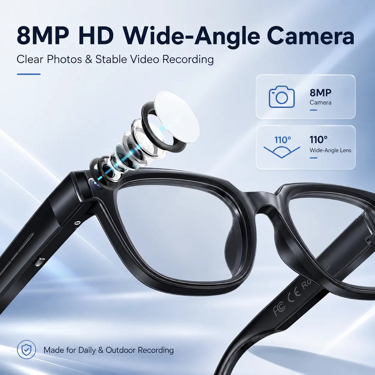 AI Smart Glasses with 8MP HD Camera, Photochromic Uv-Protection Lenses, Button Control, 160+-Language Real-Time Translation, Bluetooth Recording, Wifi, Music Player, Magnetic Design, Android Compatible, Outdoor Wearable Tech Gadget, Cool Gift for Men