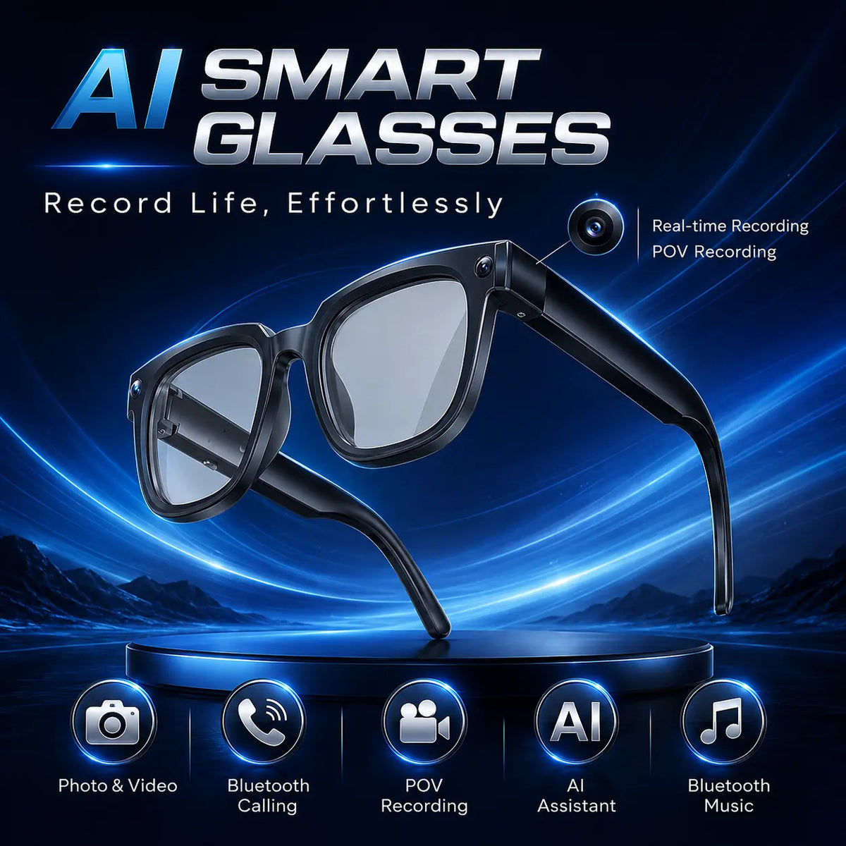 AI Smart Glasses with 8MP HD Camera, Photochromic Uv-Protection Lenses, Button Control, 160+-Language Real-Time Translation, Bluetooth Recording, Wifi, Music Player, Magnetic Design, Android Compatible, Outdoor Wearable Tech Gadget, Cool Gift for Men